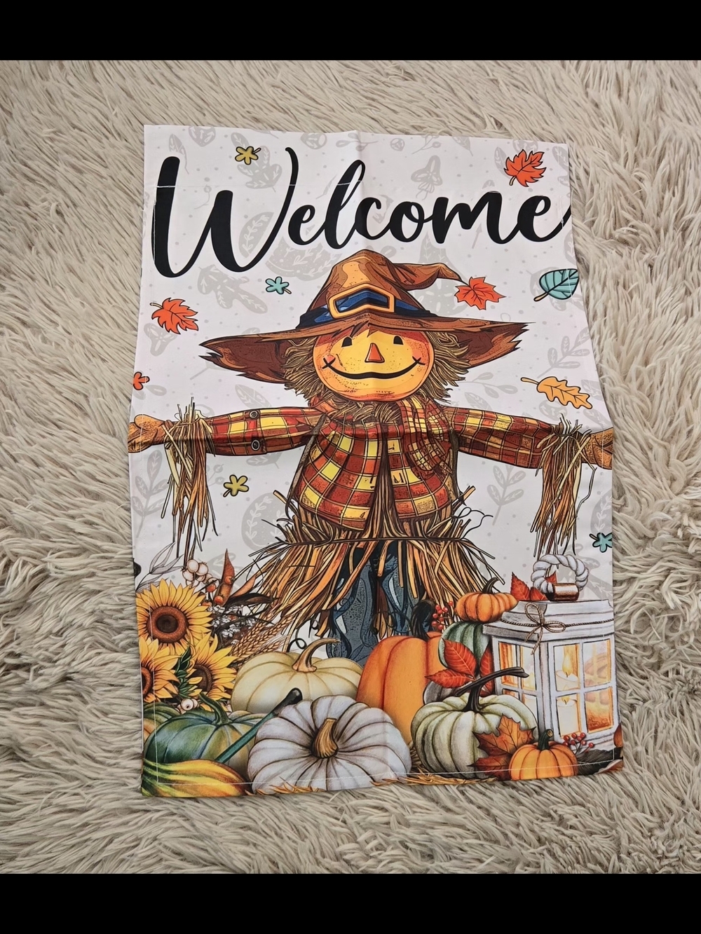 Welcome Harvest Scarecrow Garden And Home Flag Set Of 2 #1284 - Picture 2 of 9